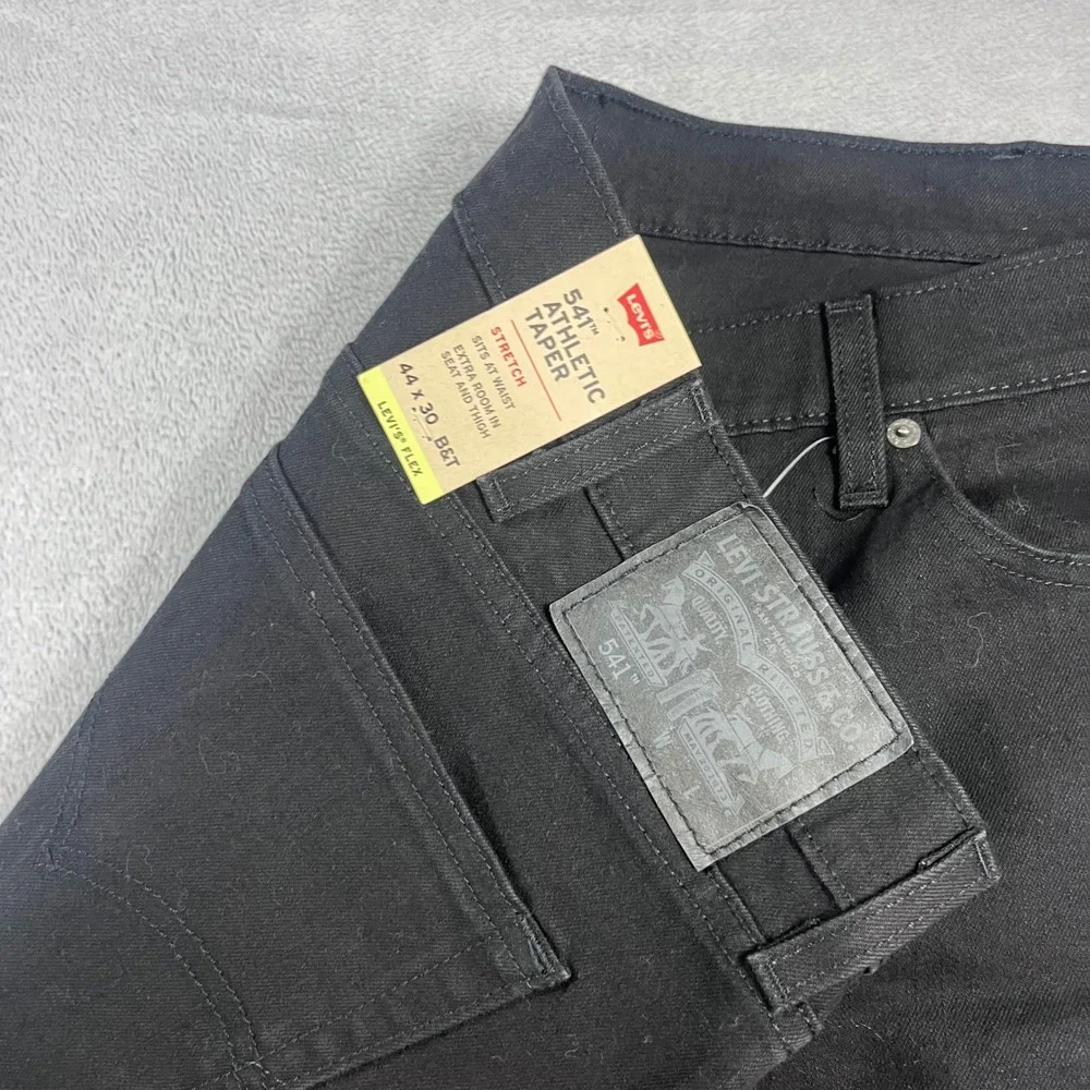 Levis 541 Mens Athletic Taper Black Jeans Big and Tall 44x30 Levis Flex Stretch